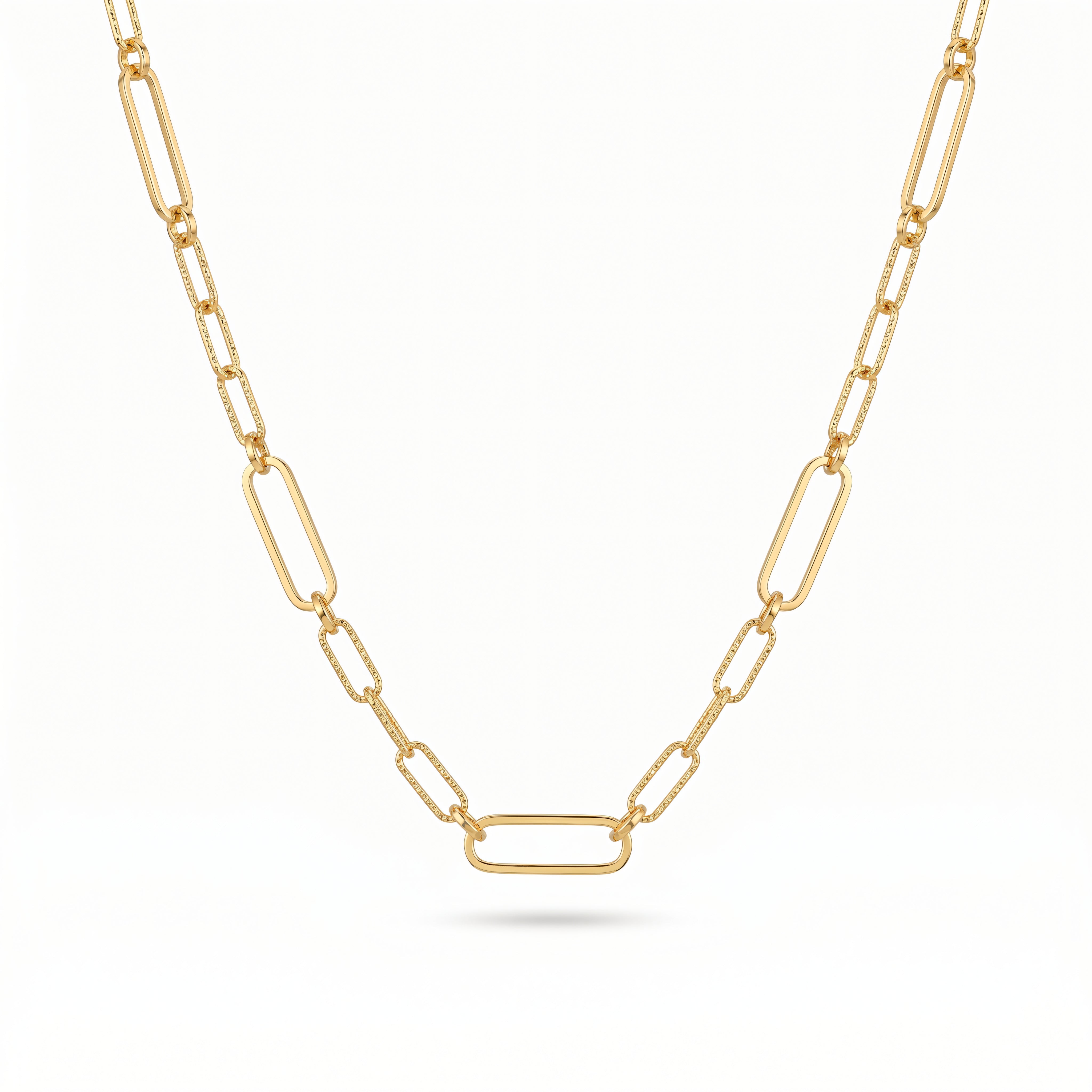 Halskette 925 Silber vergoldet Paperclip diamantiert | Splendido Schmuck