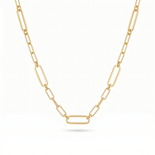Halskette 925 Silber vergoldet Paperclip diamantiert | Splendido Schmuck