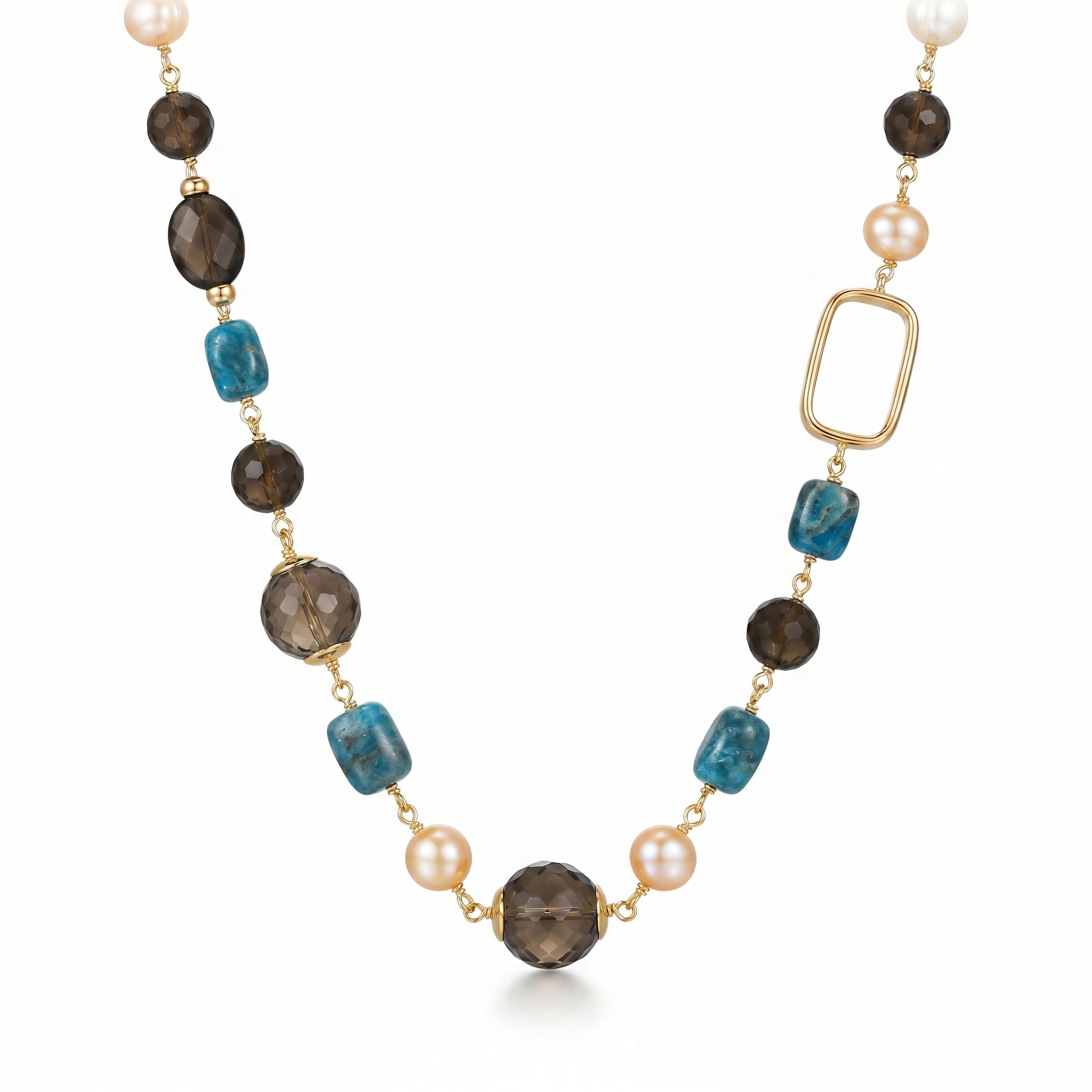 Halskette 925 Silber vergoldet Apatit Zirkonia Perle | Splendido Schmuck