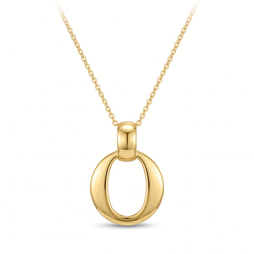 Halskette 925 Silber vergoldet ovaler Ringanhänger | Splendido Schmuck