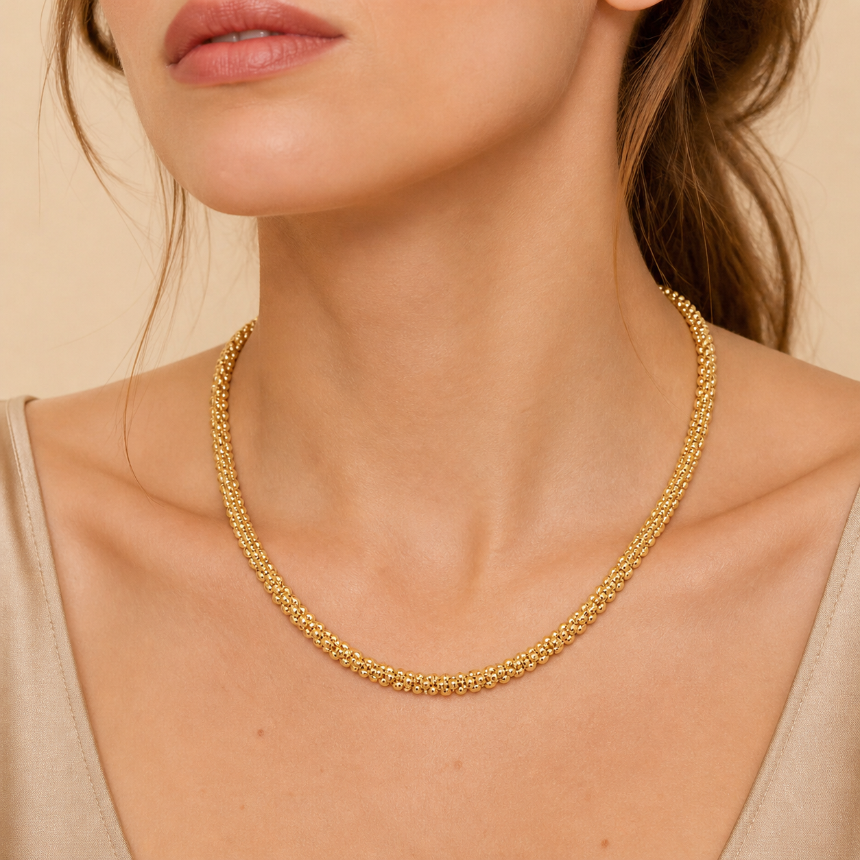 Halskette 925 Silber vergoldet Mondkugelkette tubular | Splendido Schmuck