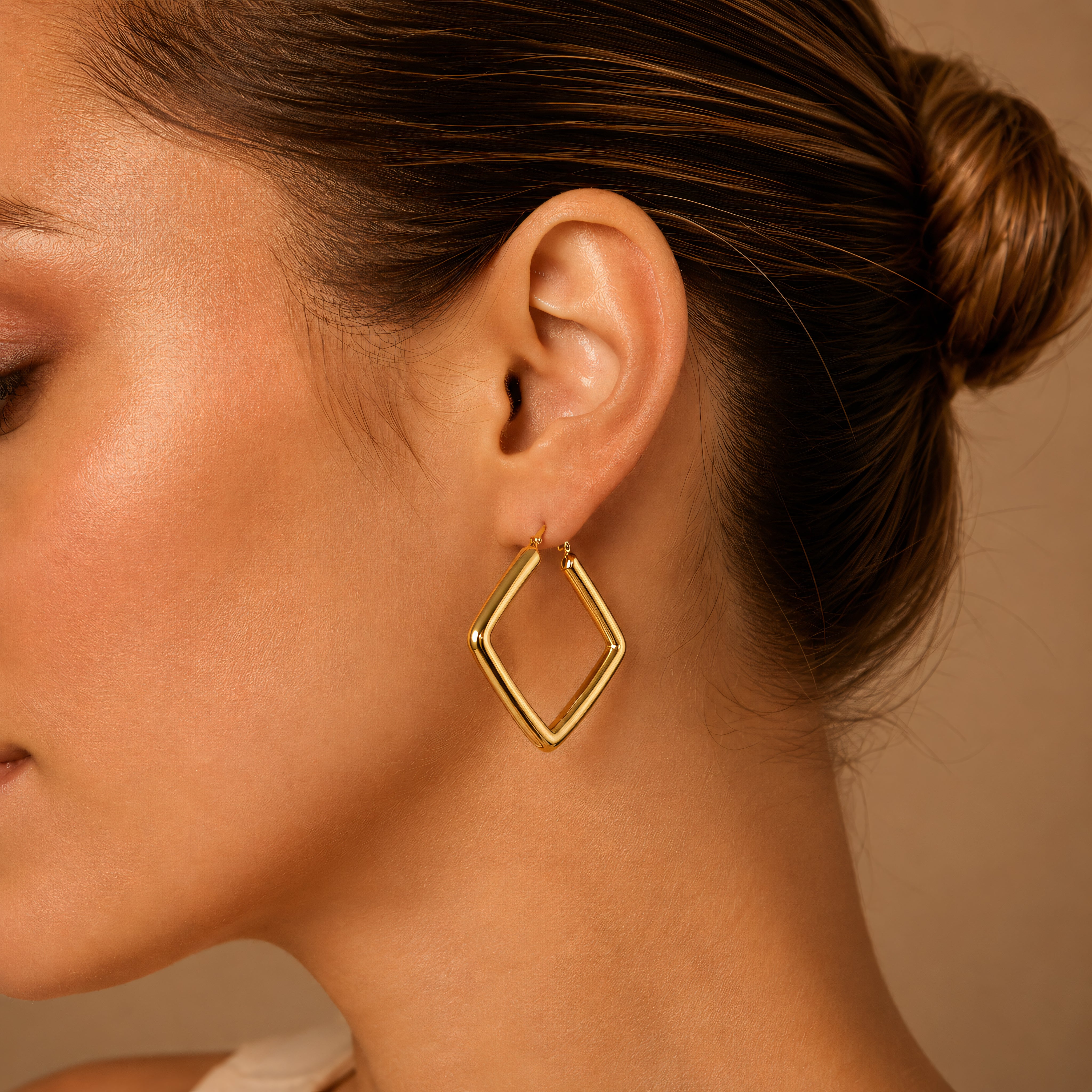 Creolen 925 Silber vergoldet Eckig | Splendido Schmuck