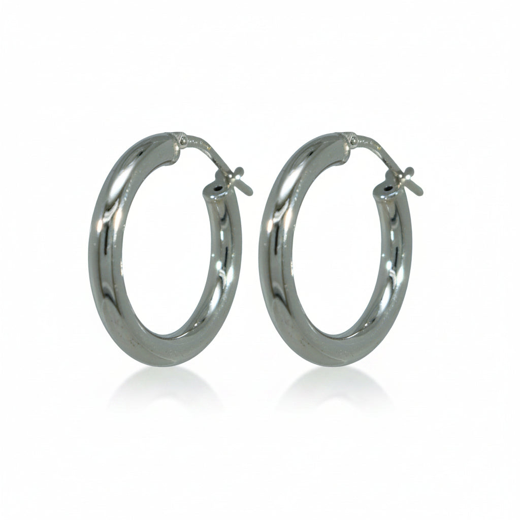 Creolen 925 Silber Rhodiniert Hohlprofil Hochglanz – Splendido – product photo