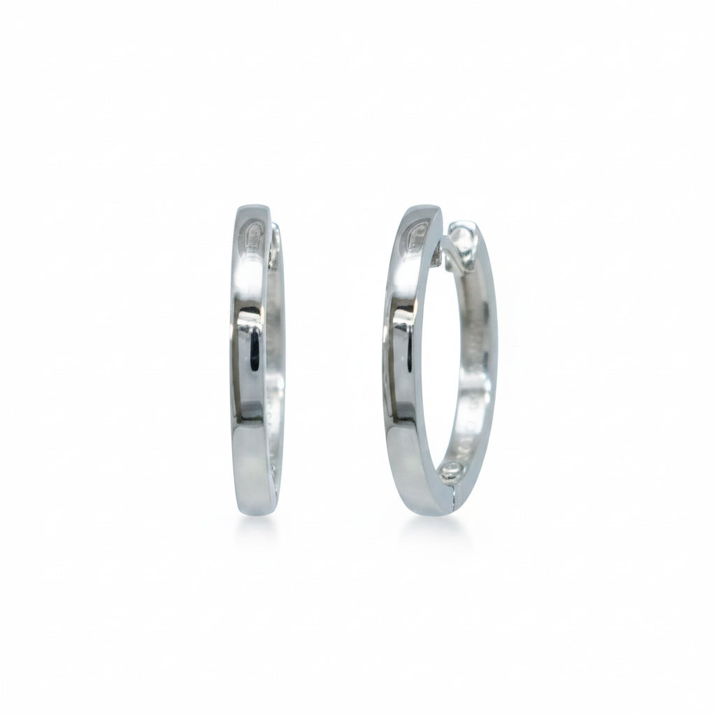 Creolen 925 Silber Huggie Rundes Profil Hochglanz – Splendido – photo produit