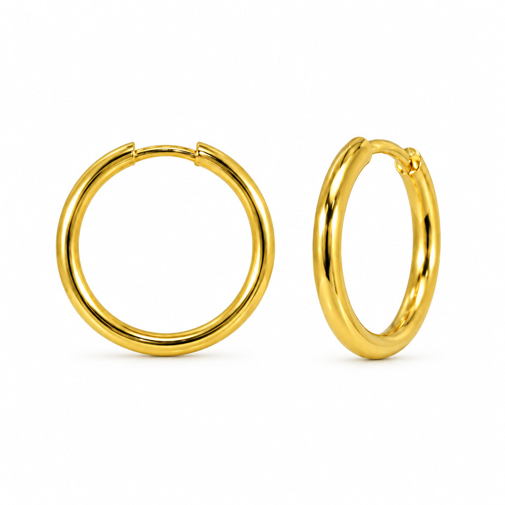 Créoles en argent 925 plaqué or, profil rond | Splendido Jewelry