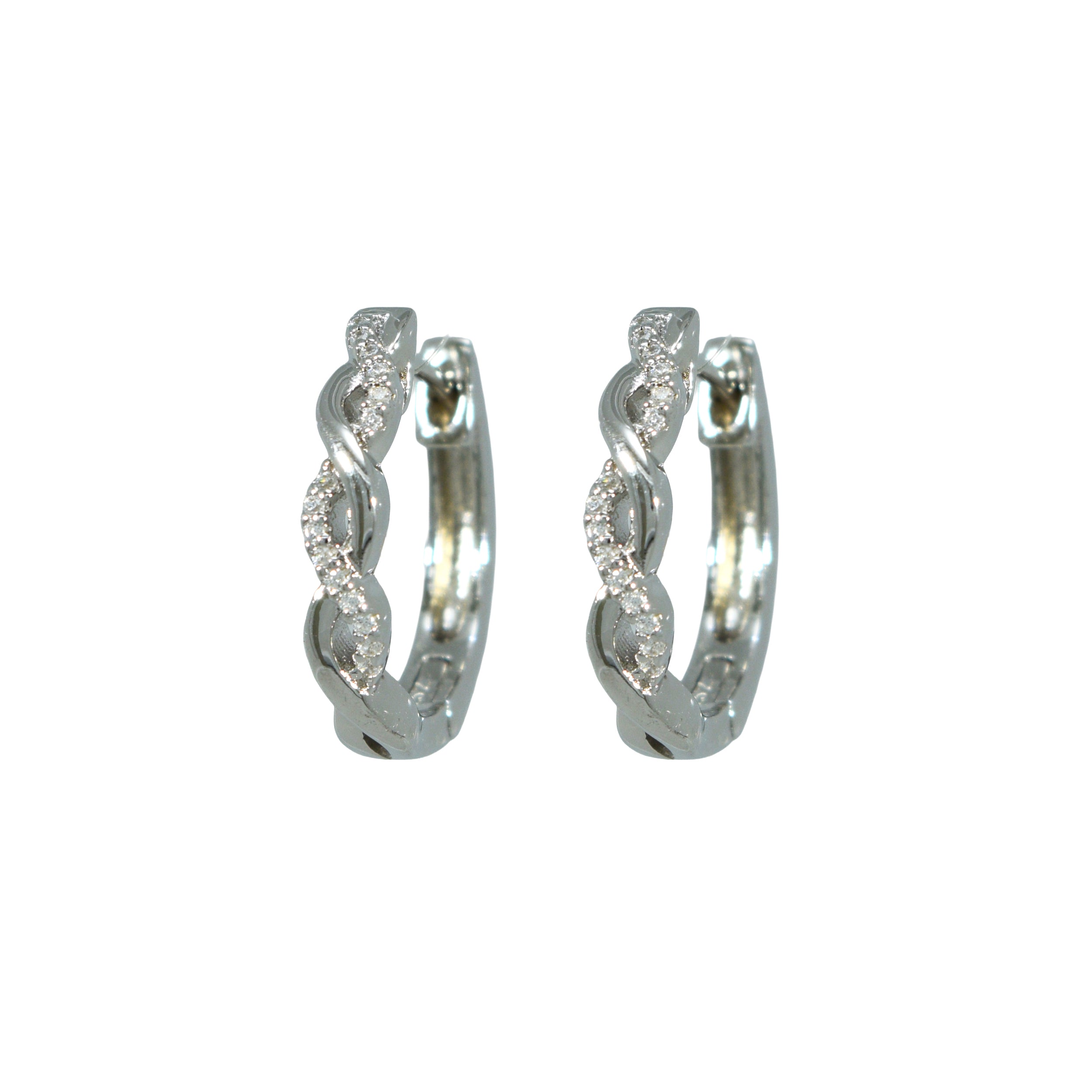 Creolen 925 Silber Geflochtene Vorderseite Zirkonia – Splendido – photo produit