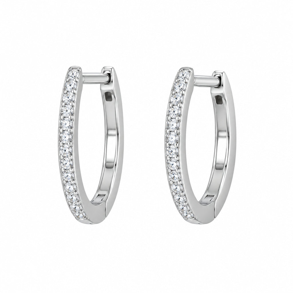 925 silver hoop earrings with cubic zirconia pavé front | Splendido Jewelry