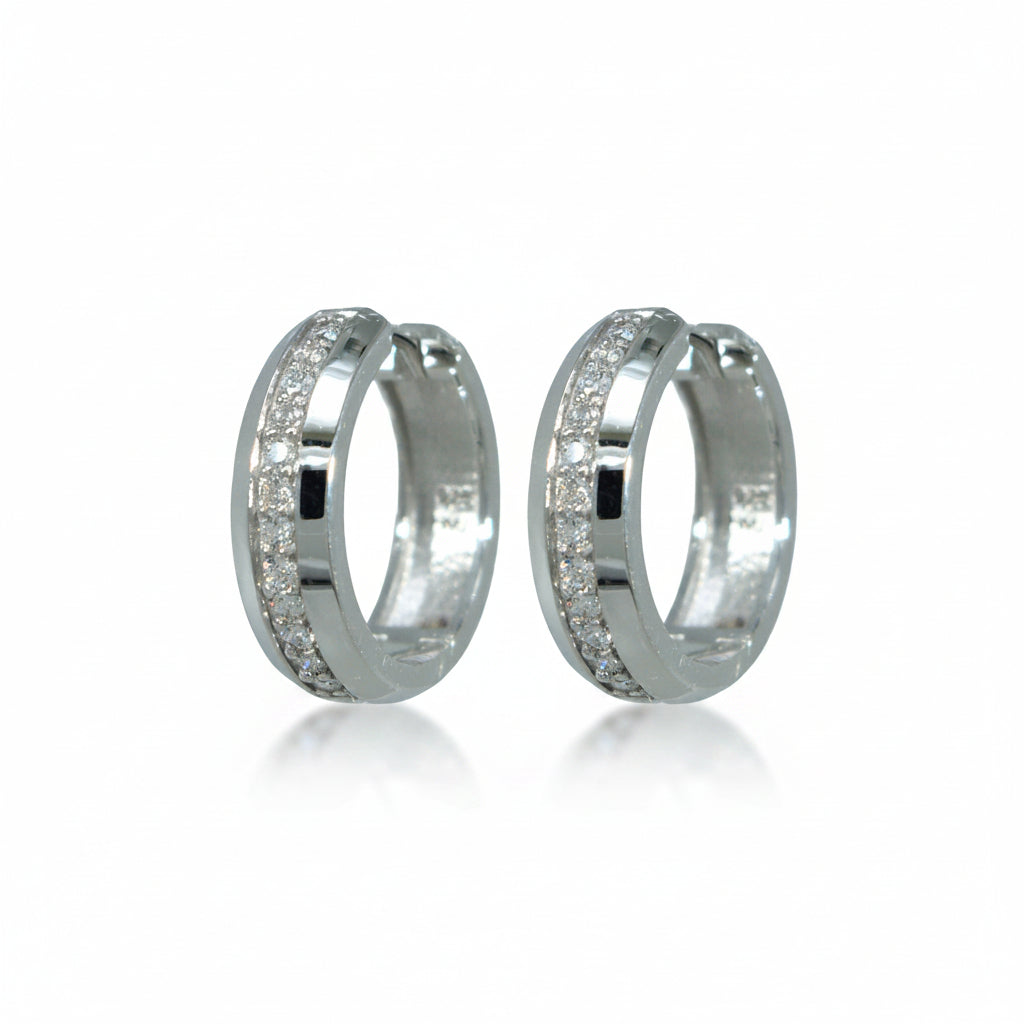Creolen 925 Silber Rhodiniert Zirkonia Mittelreihe – Splendido – product photo