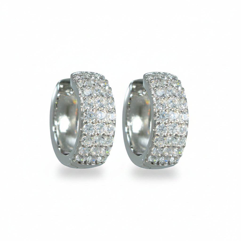 Creolen 925 Silber Rhodiniert Mehrreihig Zirkonia – Splendido – product photo
