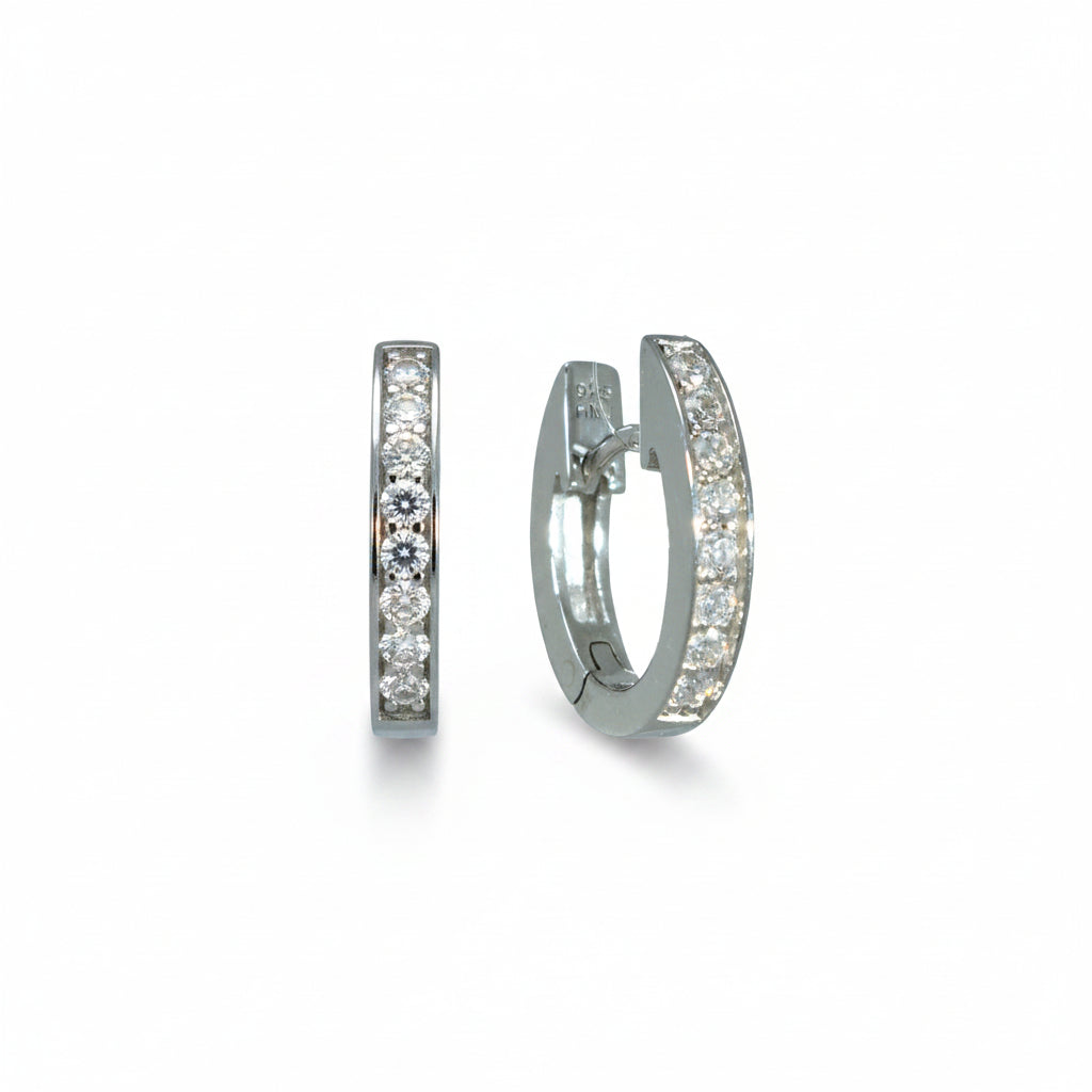 Creolen 925 Silber Zirkonia Frontbesatz Rhodiniert – Splendido – product photo