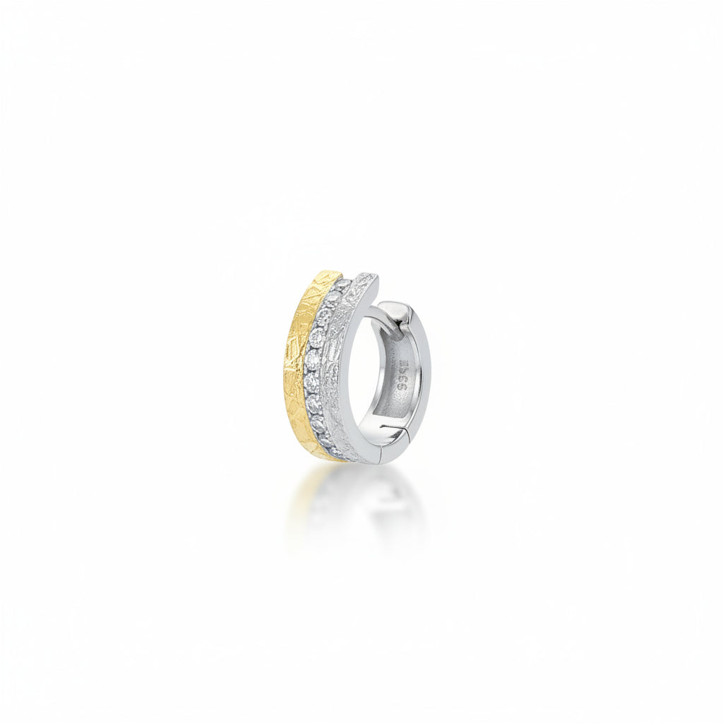 Creolen 925 Silber Bicolor Zirkonia Strukturfinish – Splendido – zdjęcie produktu