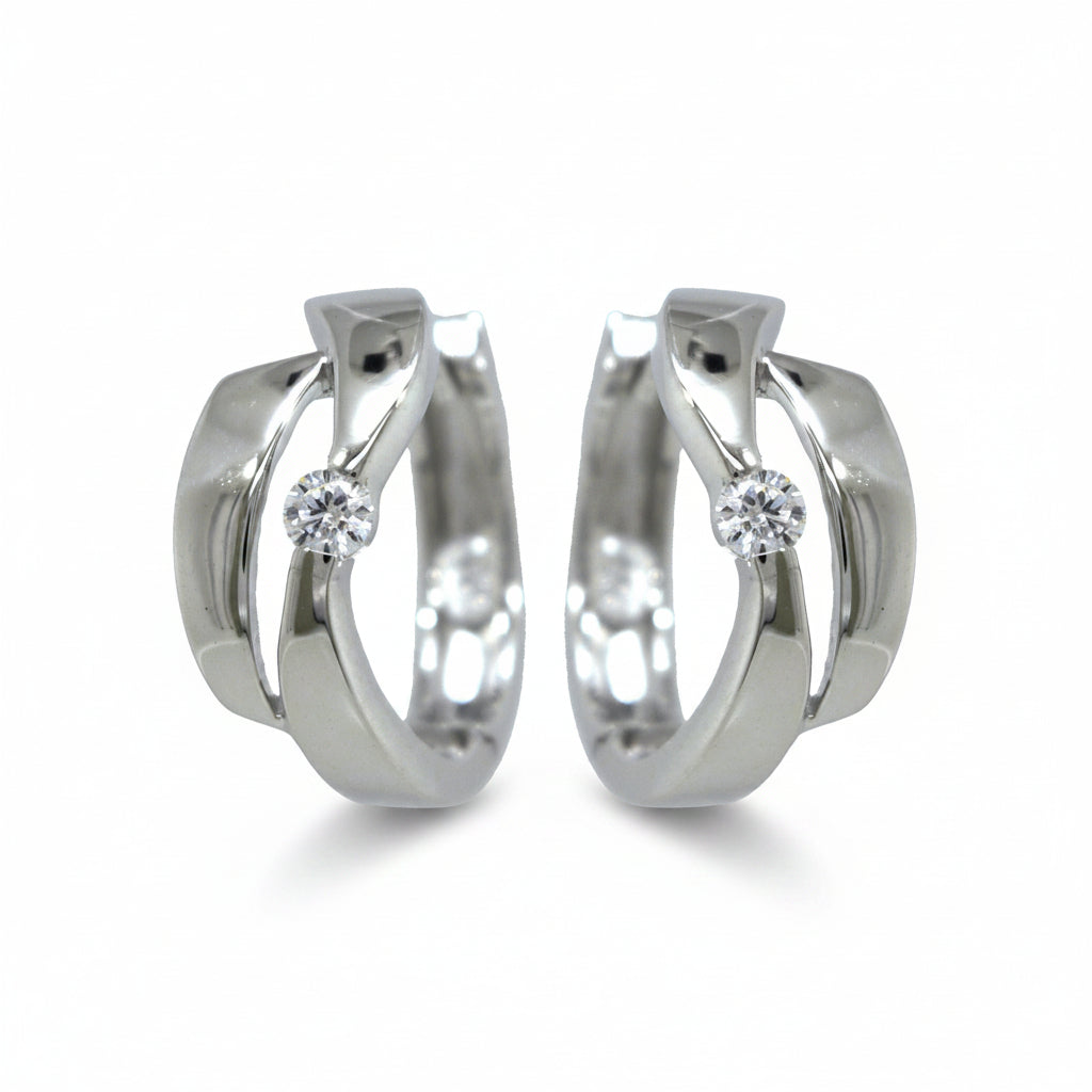 Creolen 925 Silber Zirkonia Mitte asymmetrisch – Splendido – zdjęcie produktu