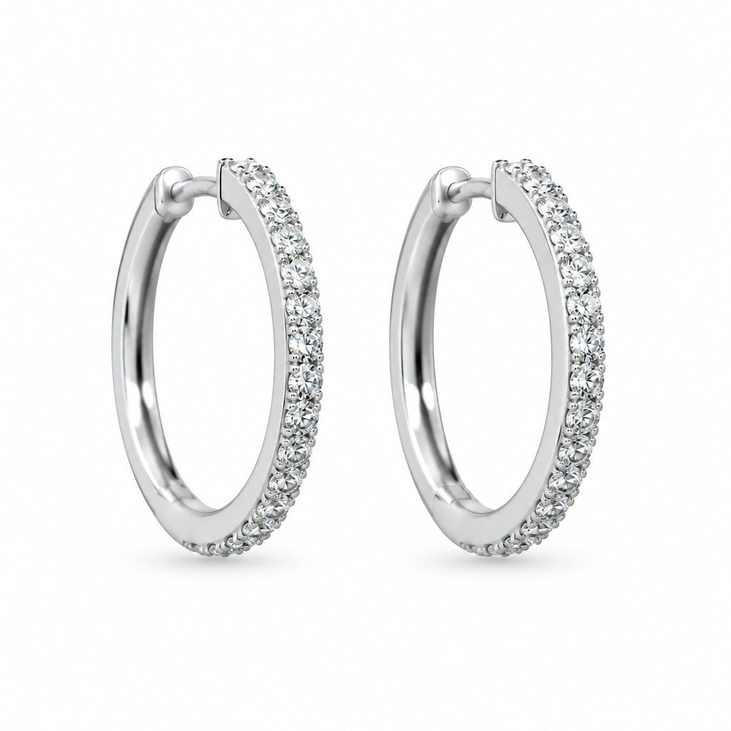 925 silver hoop earrings with all-around pavé setting and zirconia | Splendido Jewelry