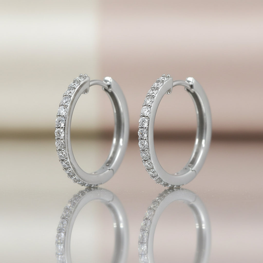 Creolen 925 Silber Zirkonia rundum besetzt – Splendido – noszony na szyi