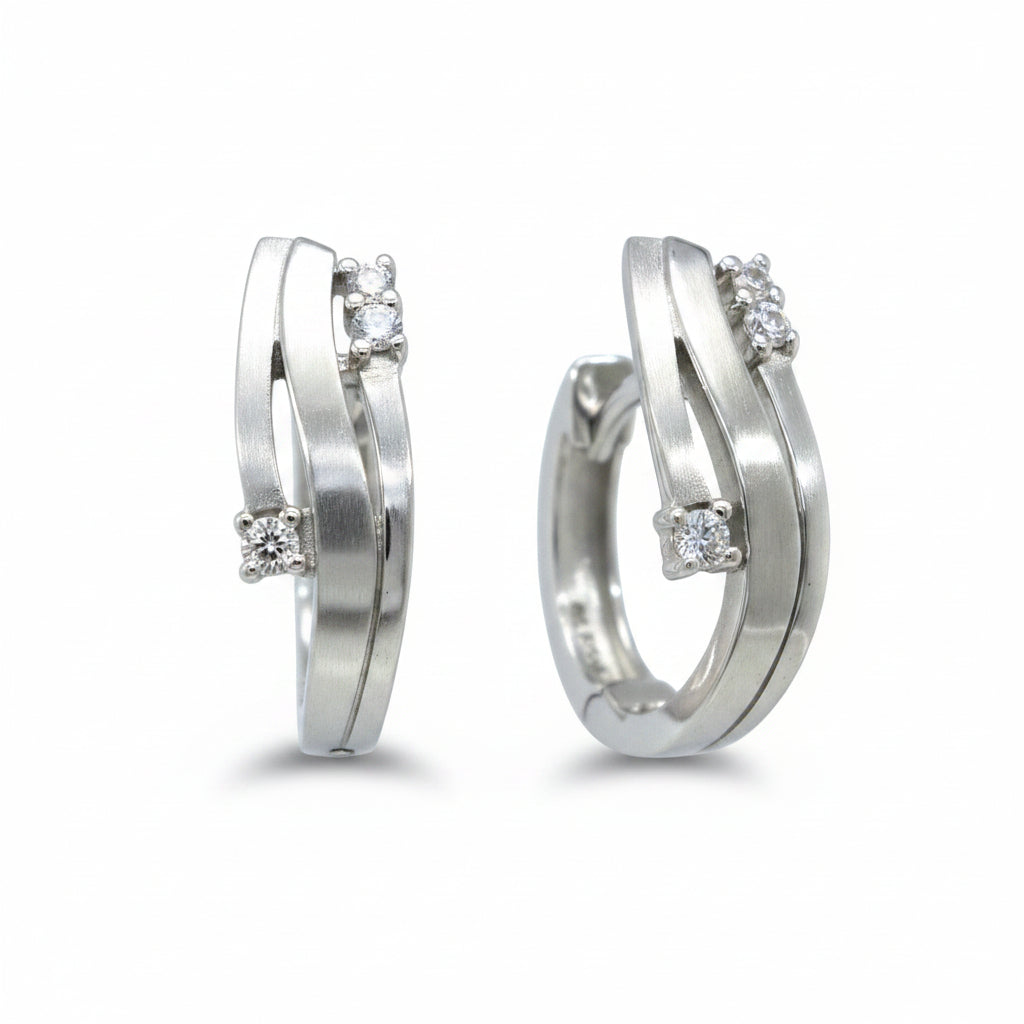 Creolen 925 Silber Zirkonia drei einzeln – Splendido – zdjęcie produktu