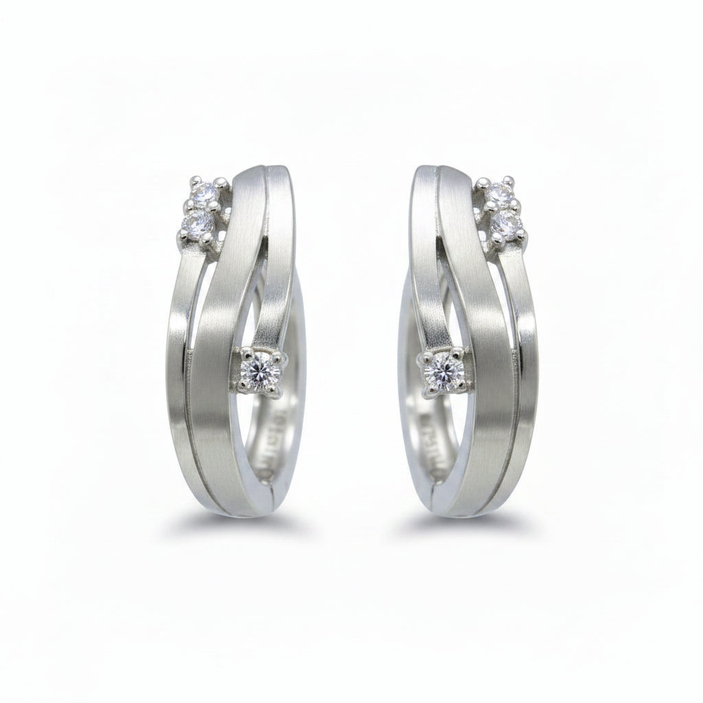 Creolen 925 Silber Zirkonia drei einzeln – Splendido – zdjęcie produktu