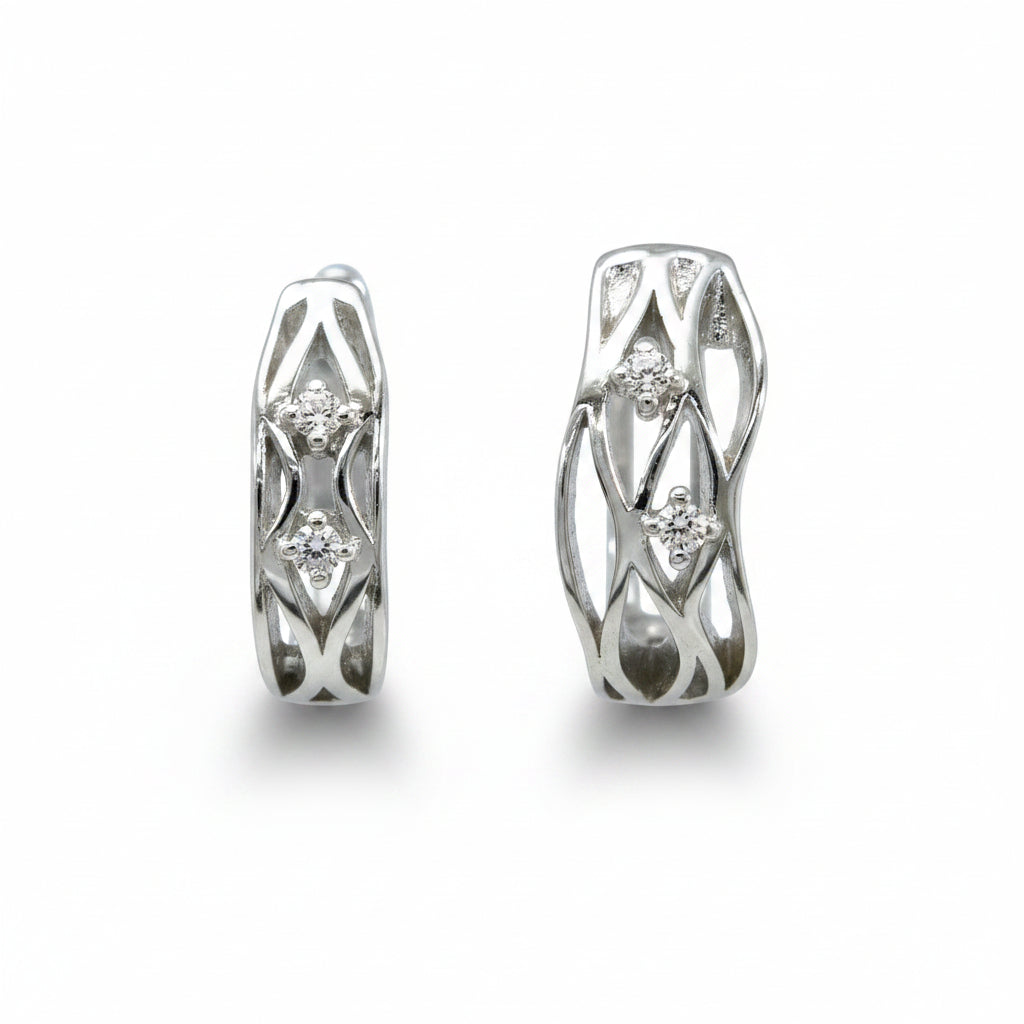 Creolen 925 Silber Zirkonia offen geschwungen – Splendido – zdjęcie produktu