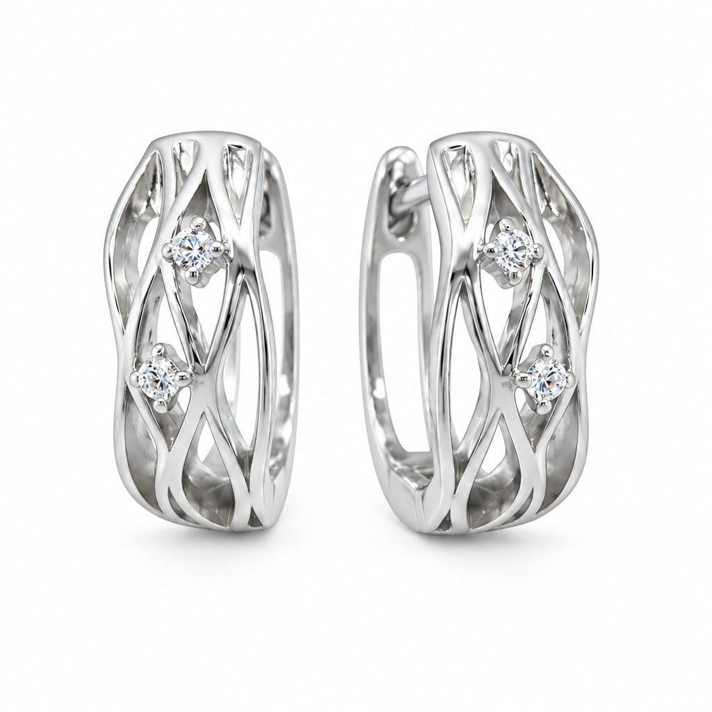 925 silver hoop earrings with open zirconia setting | Splendido Jewelry