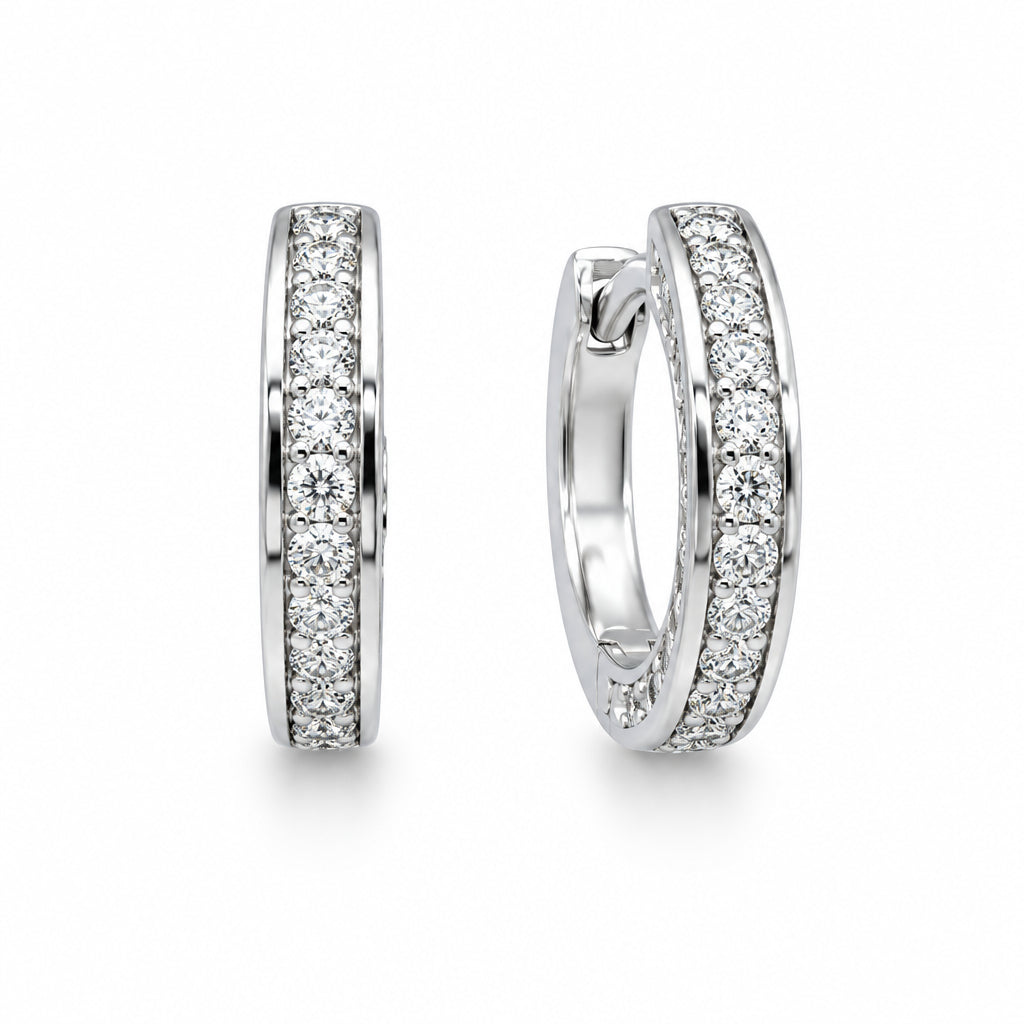 925 silver hoop earrings with double zirconia | Splendido Jewelry