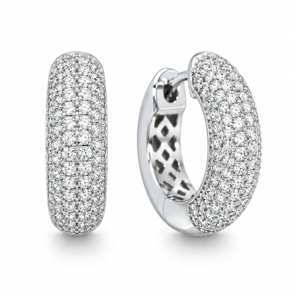 925 silver hoop earrings with curved pavé setting and zirconia | Splendido Jewelry