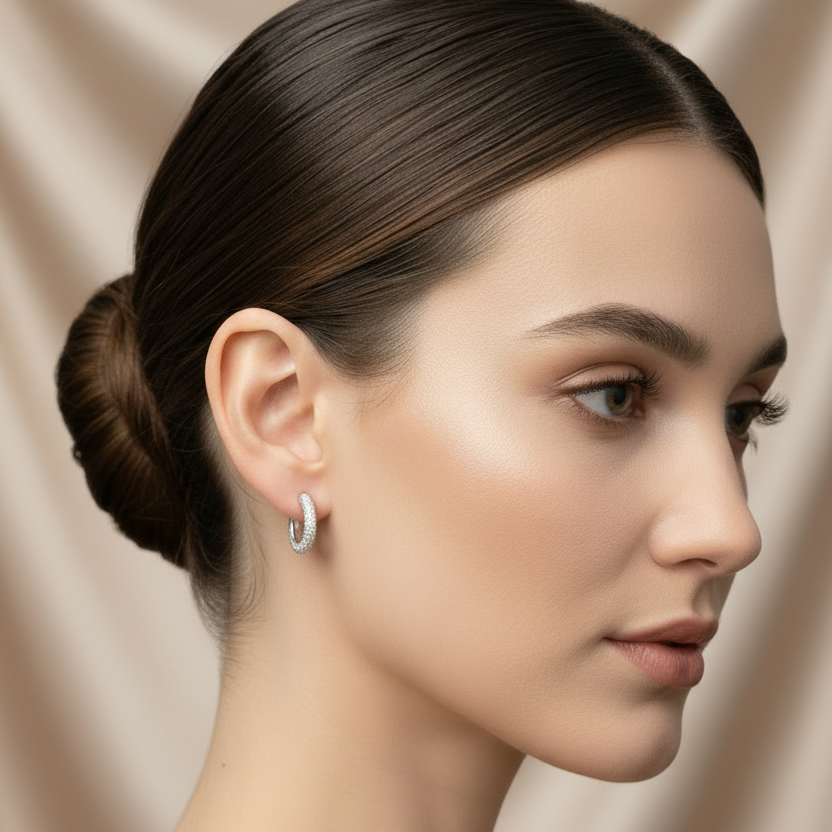 Creolen 925 Silber Zirkonia Pavé geschwungen | Splendido Schmuck