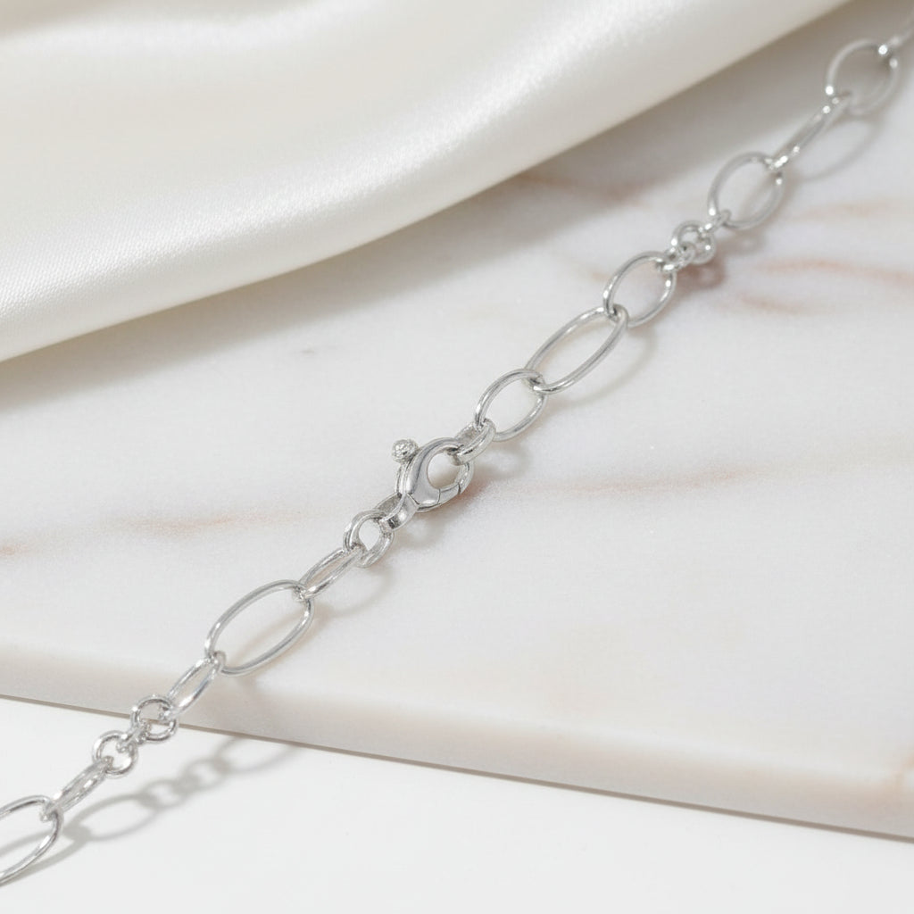 Halskette 925 Silber Ovale offen – Splendido – llevado al cuello