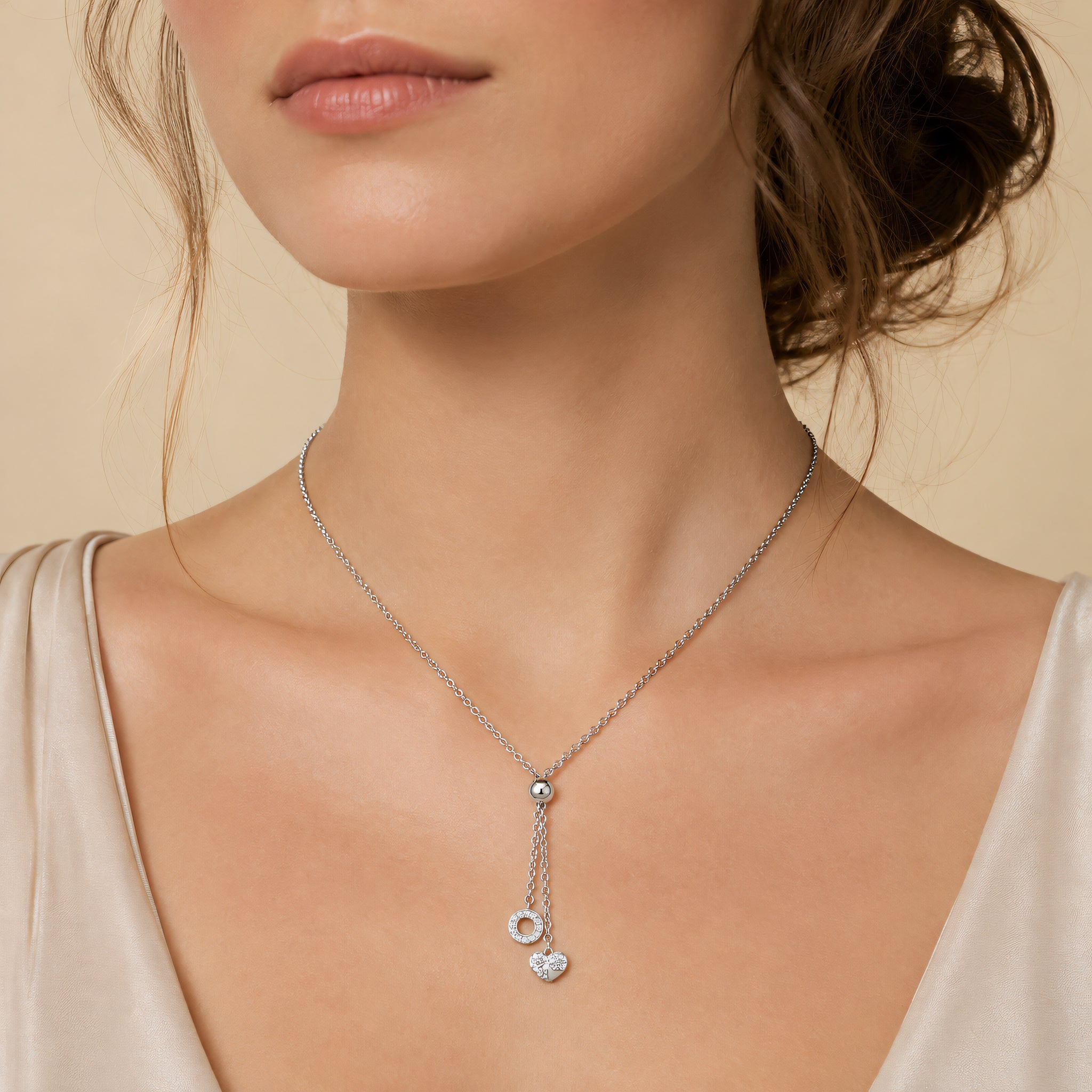 Halskette 925 Silber Y-Form Herz Kreis Zirkonia | Splendido Schmuck