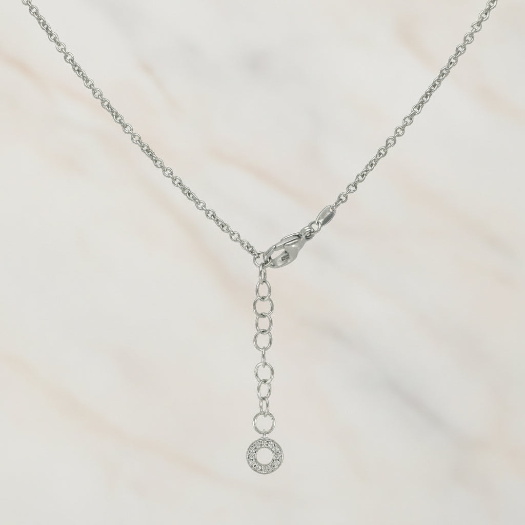 Halskette 925 Silber Y-Form Herz Kreis Zirkonia – Splendido – om de hals gedragen