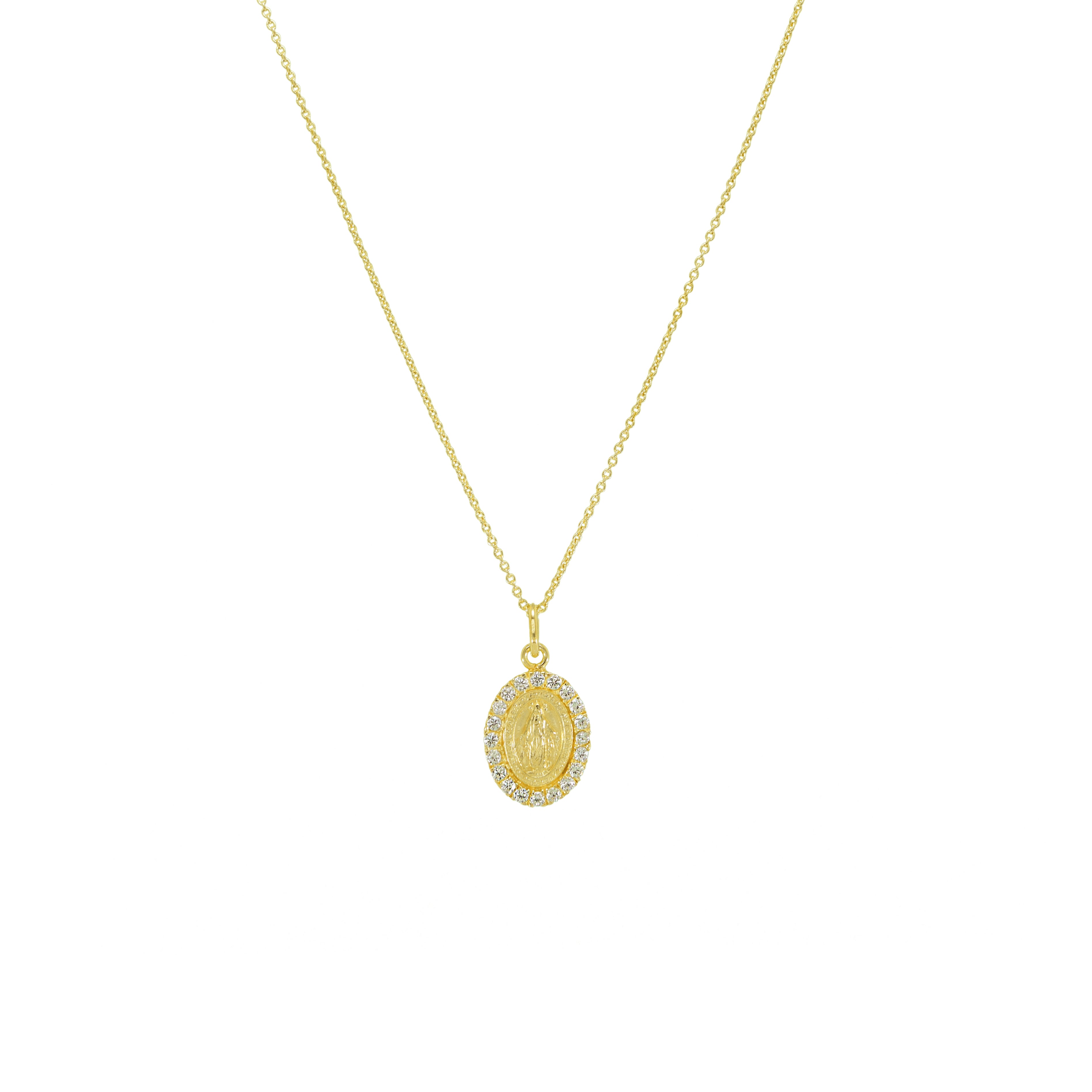 Halskette 925 Silber Marienanhänger Zirkonia – Splendido – foto producto