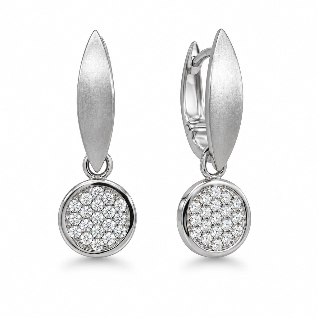 925 silver hoop earrings with zirconia pendant | Splendido Jewelry