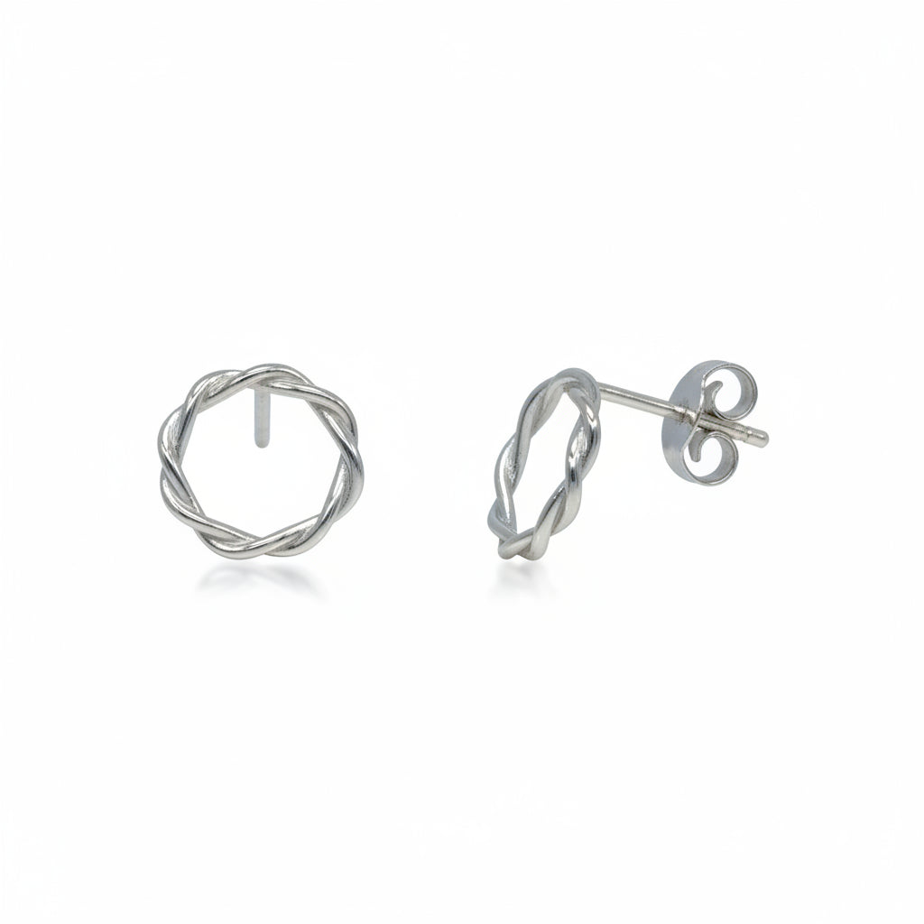 Ohrstecker 925 Silber Kreis Verdrehte Stränge – Splendido – product photo