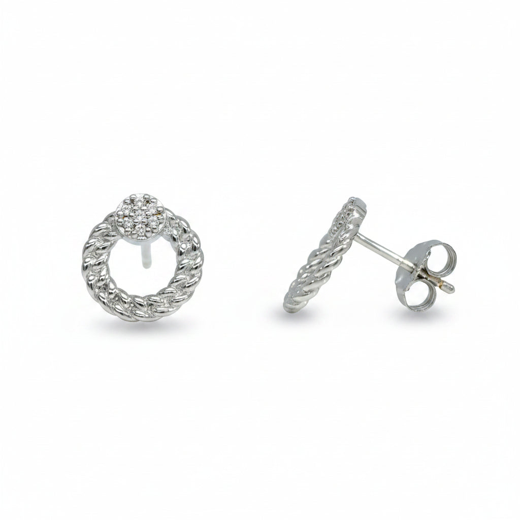 Ohrstecker 925 Silber Zirkonia Ring gedreht – Splendido – zdjęcie produktu