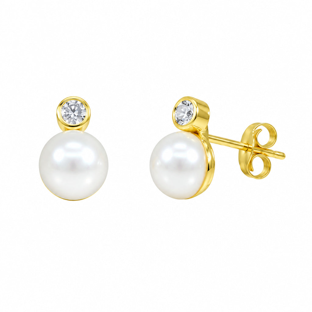 Puces d’oreilles 925 argent zirconium perle | Splendido Jewelry