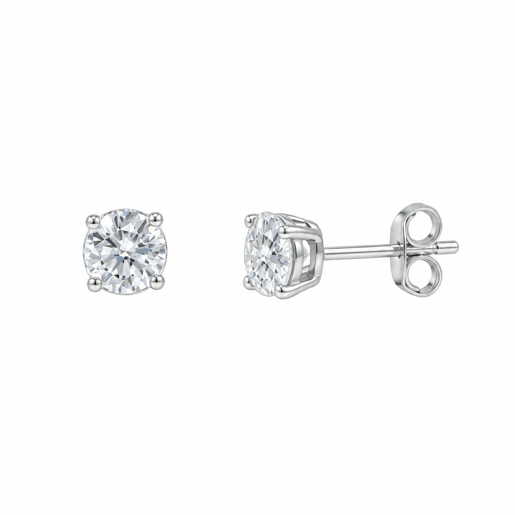 925 Silver stud earrings cubic zirconia claw setting | Splendido Jewelry