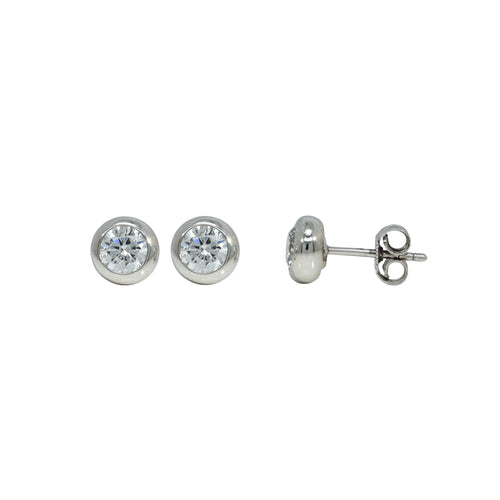 Ohrstecker 925 Silber Zirkonia Schutzfassung – Splendido – product photo