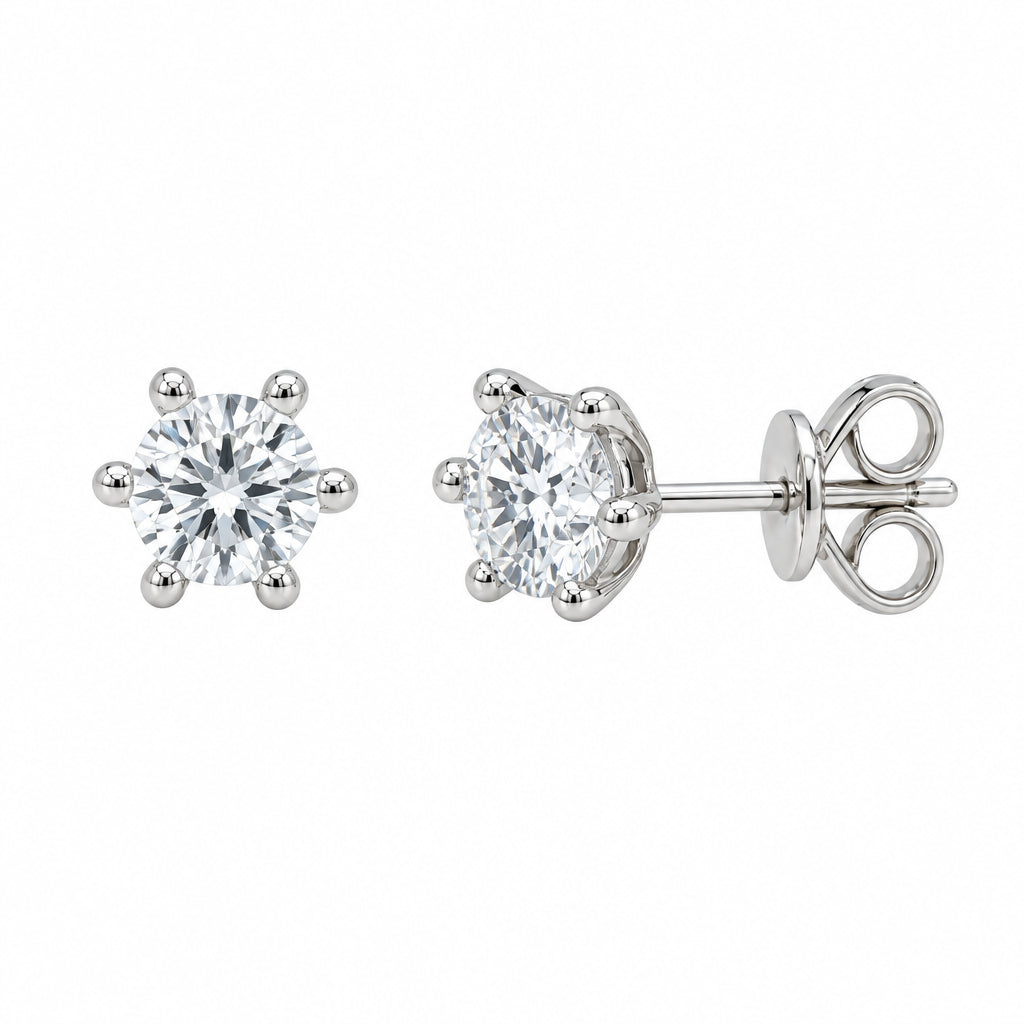 925 Silver stud earrings cubic zirconia six-claw setting | Splendido Jewelry