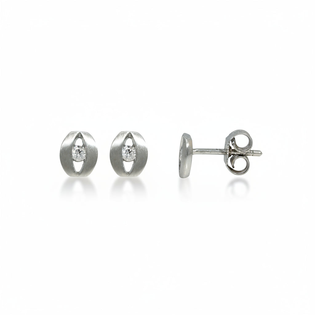 Ohrstecker 925 Silber Oval Zirkonia Satiniert – Splendido – product photo