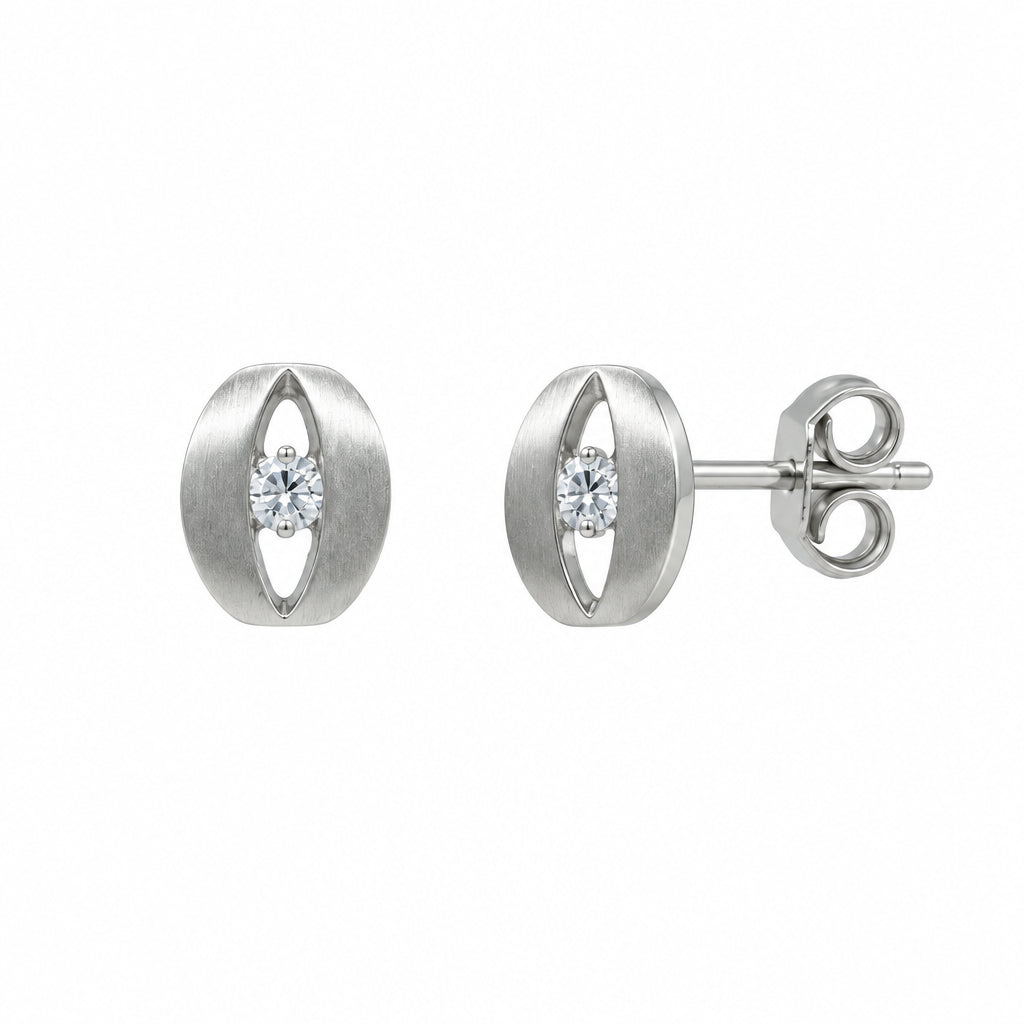 Puces d’oreilles en argent 925, zircon ovale | Splendido Jewelry