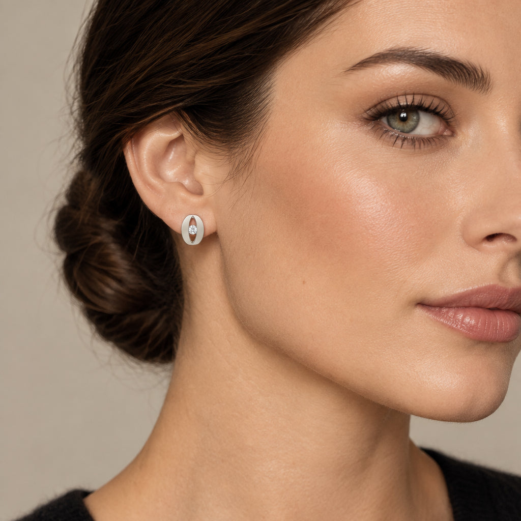 Boucles d’oreilles 925 argent oxyde de zirconium ovale