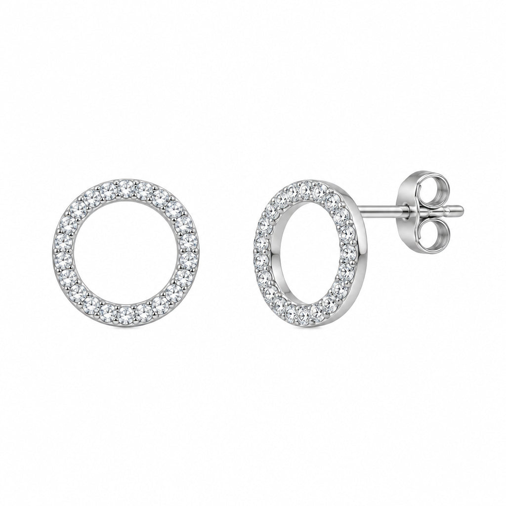 925 silver stud earrings, round cubic zirconia | Splendido Jewelry
