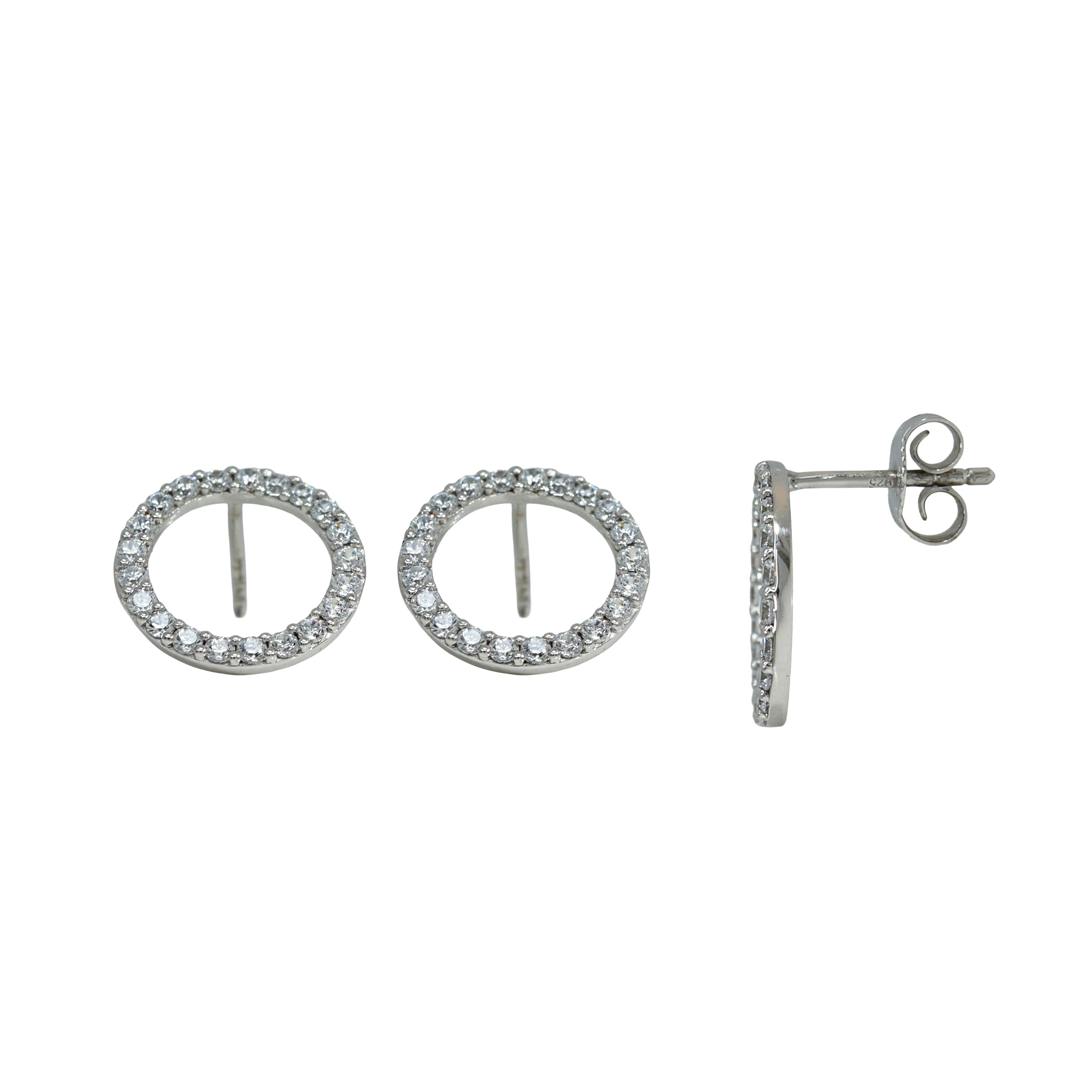 Ohrstecker 925 Silber Kreis Offener Ring Zirkonia – Splendido – foto producto