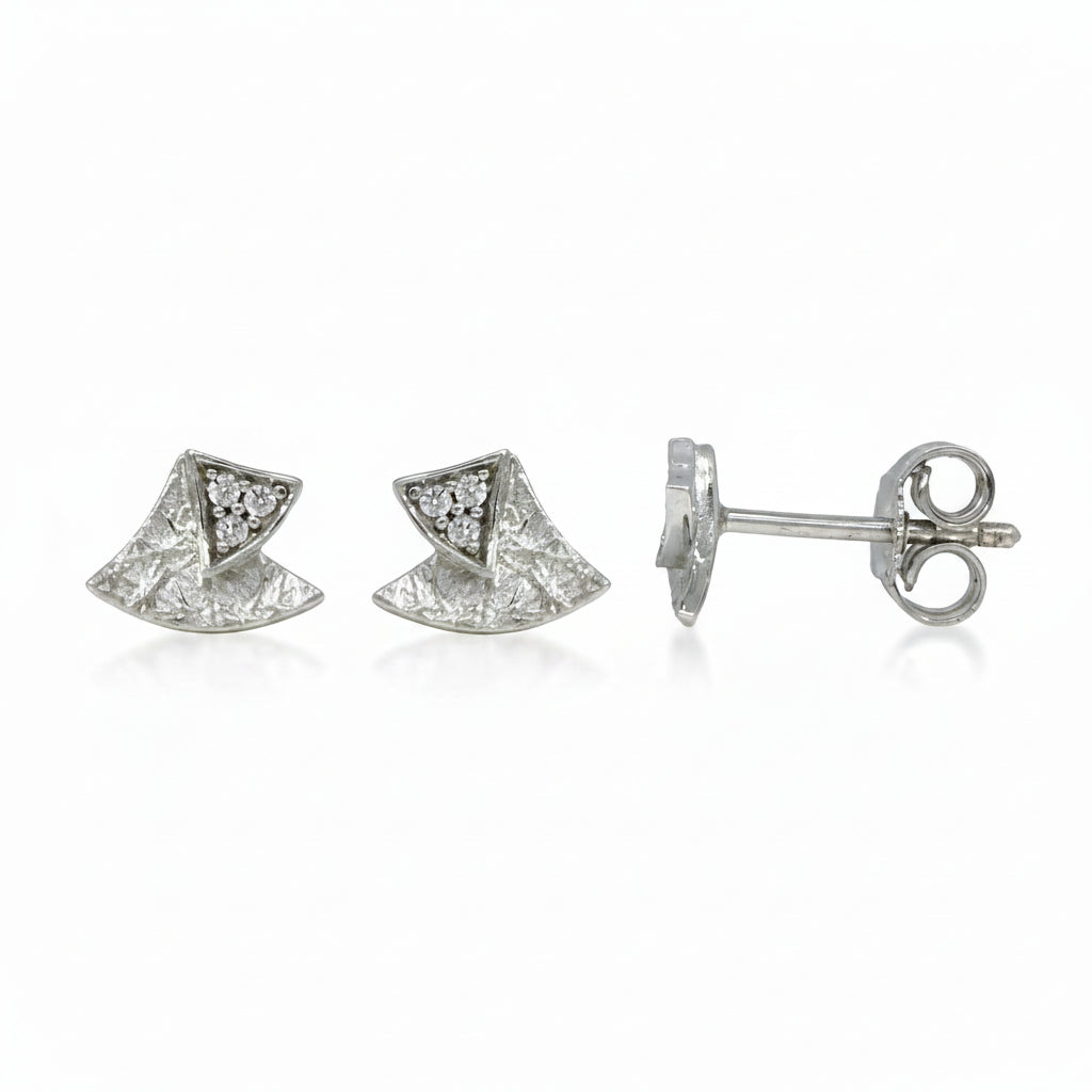 Ohrstecker 925 Silber Fächer Drei Zirkonia – Splendido – foto producto