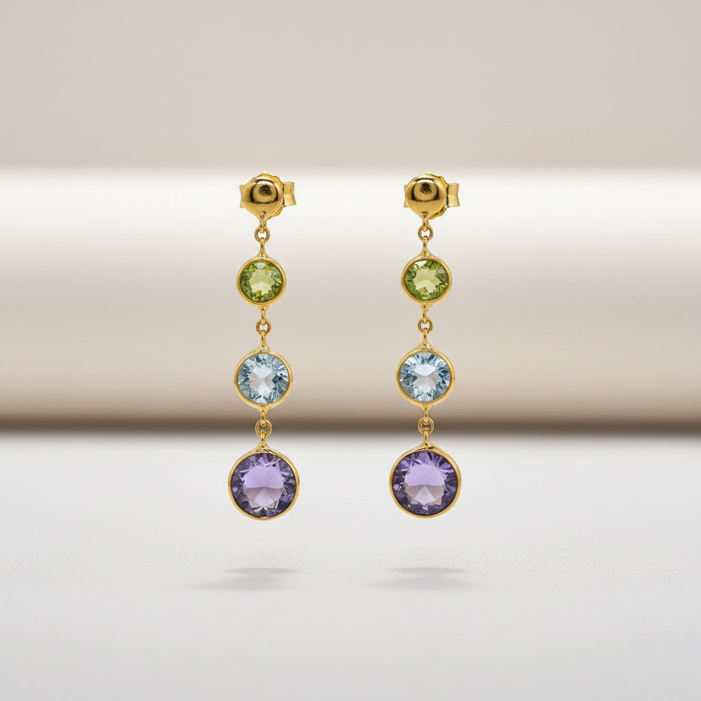 Goldohrstecker 14Kt. mit Edelsteine