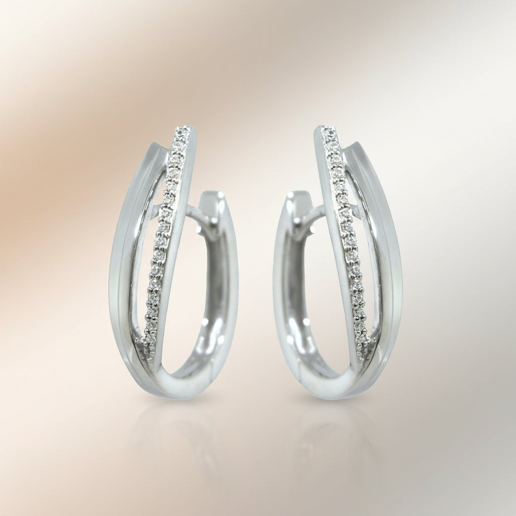 Creolen aus Silber mit Zirkonia und offener Doppelschiene