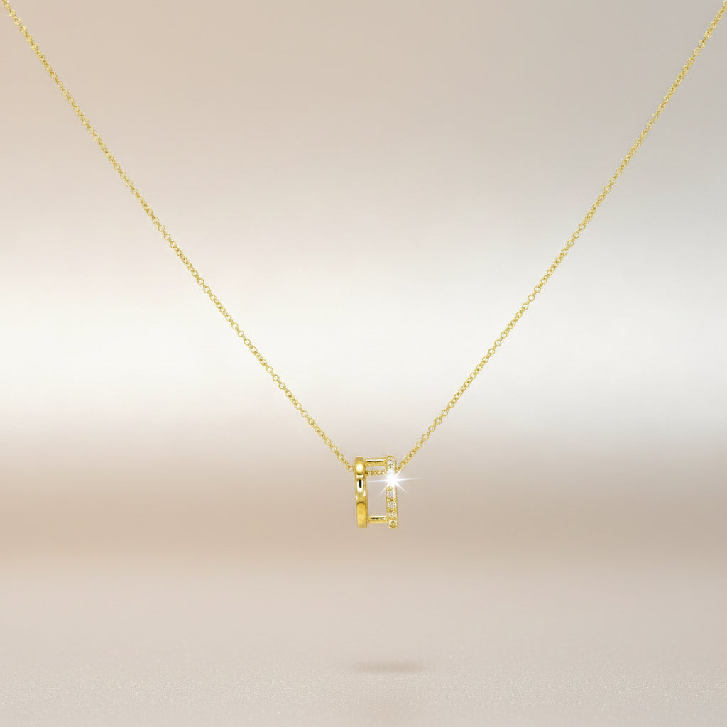 Splendido 0260 Goldkette mit zwei Halbkreisen, glatt und Zirkonia, matt-glanz Kombination