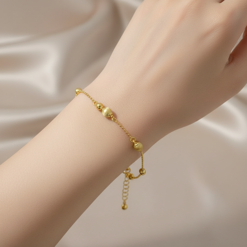 925 Silver Ball Bracelet, Filigree Chain, Matte Polished, view 2