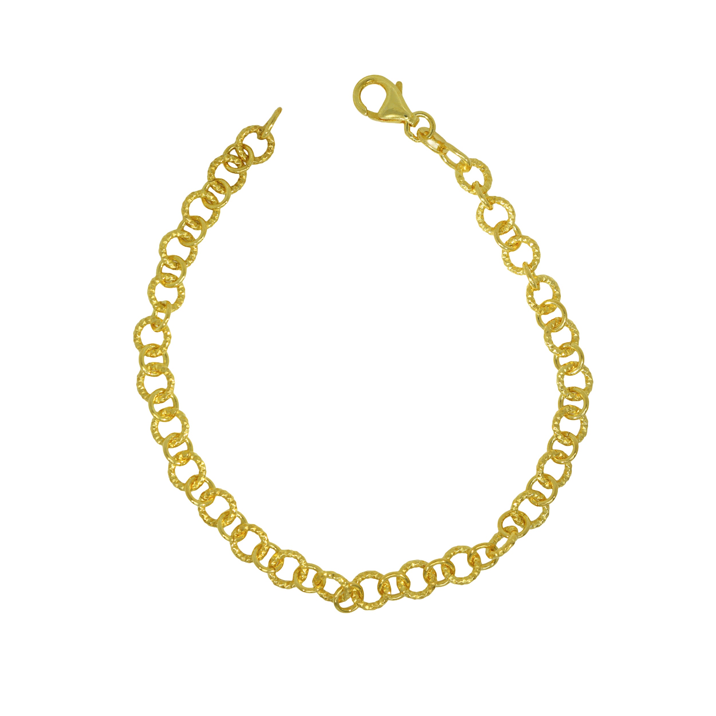 Armband 925 Silber Vergoldet Rundglieder Strukturiert – Splendido – product photo
