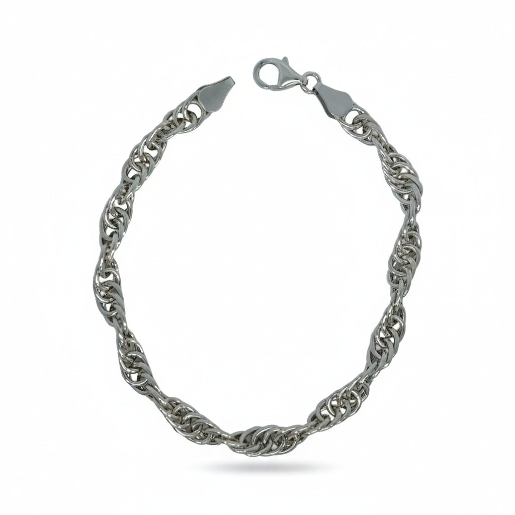Armband 925 Silber Rhodiniert Gedrehte Panzerkette – Splendido – product photo