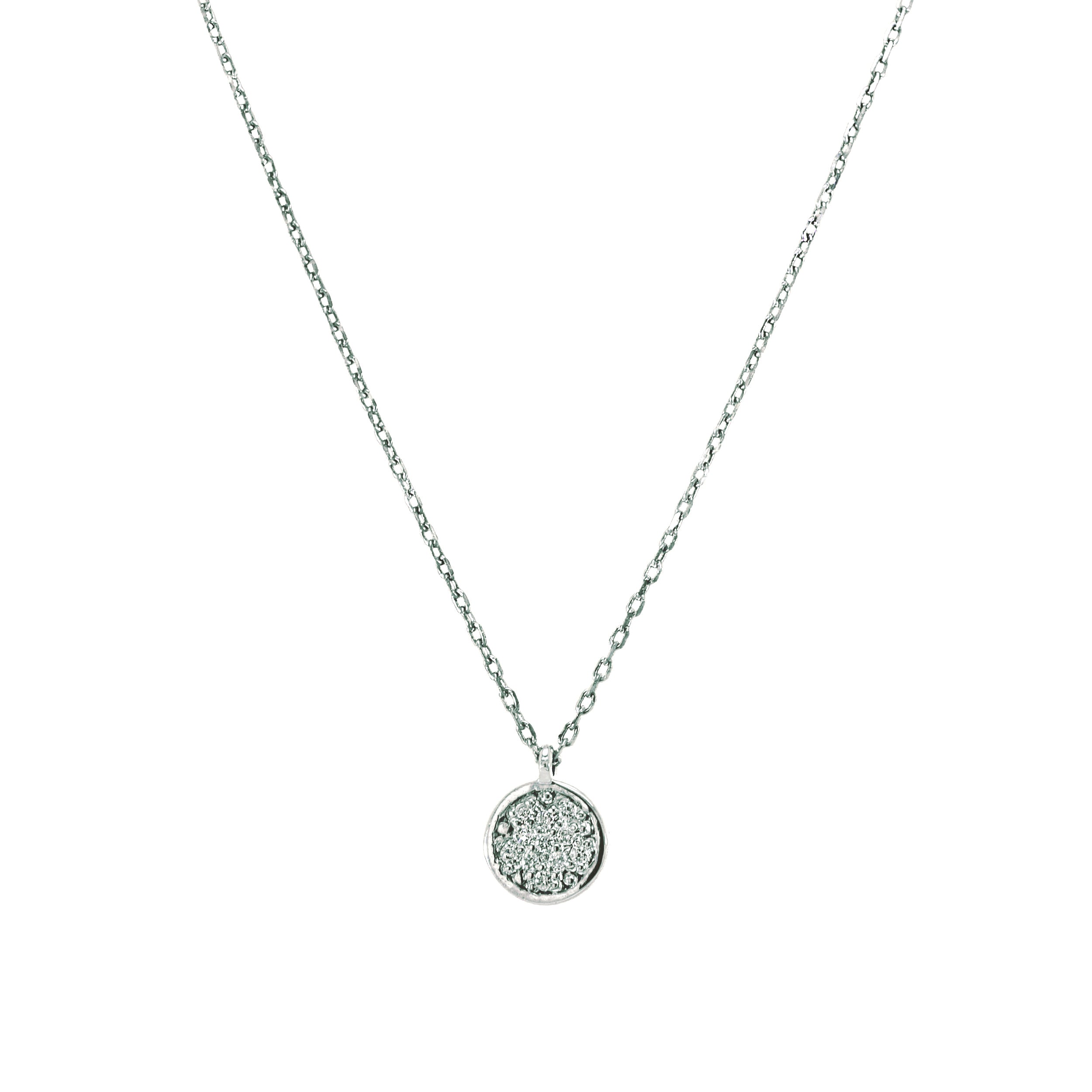 Kette mit rundem Brillant-Anhänger aus 14 Karat Weißgold