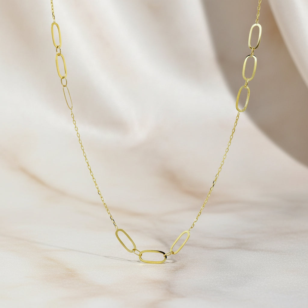 Goldkette mit ovalen Gliederelementen aus poliertem Echtgold
